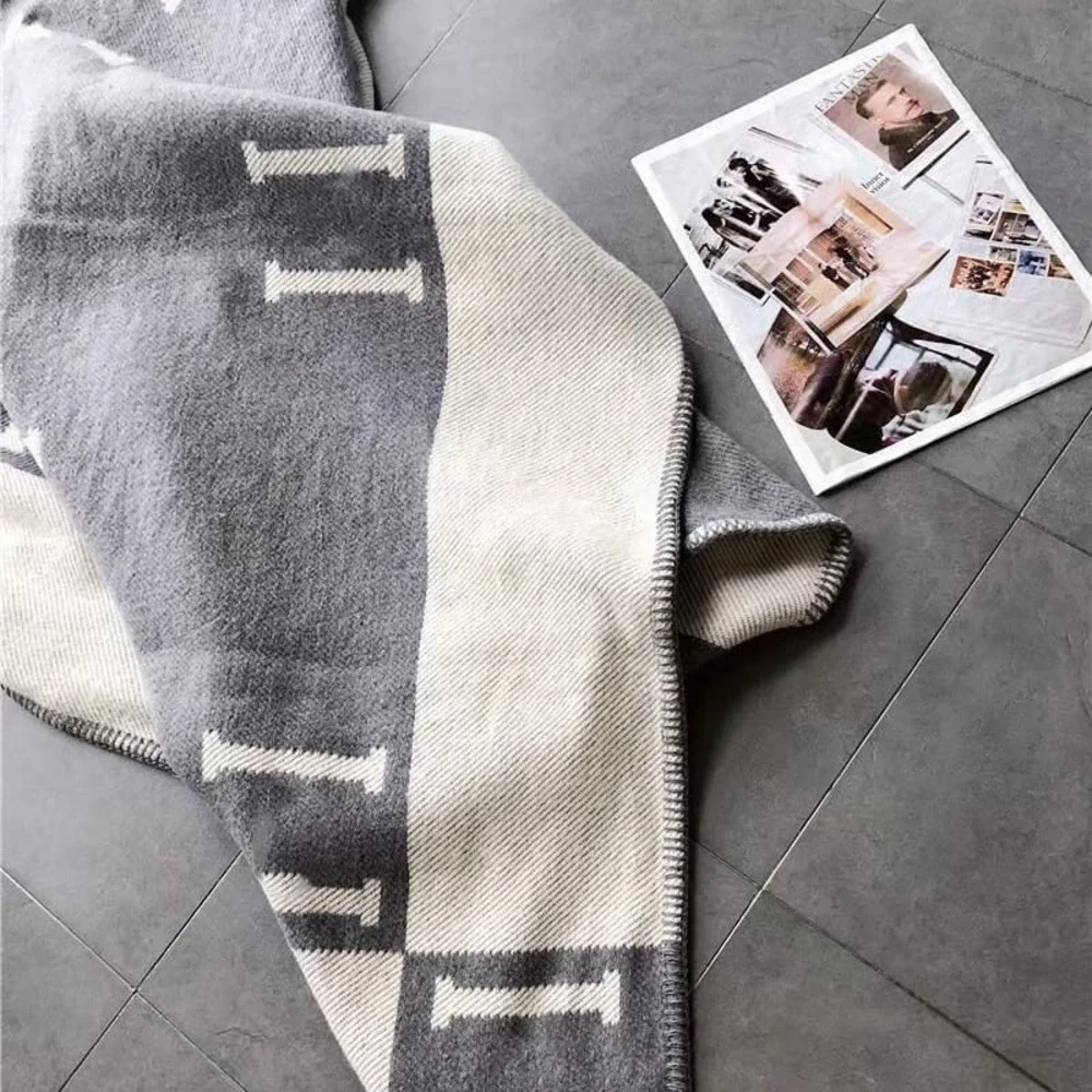 Letter H Throw Blanket 52x69 Gray Reversible Cozy Home Decor NWOT